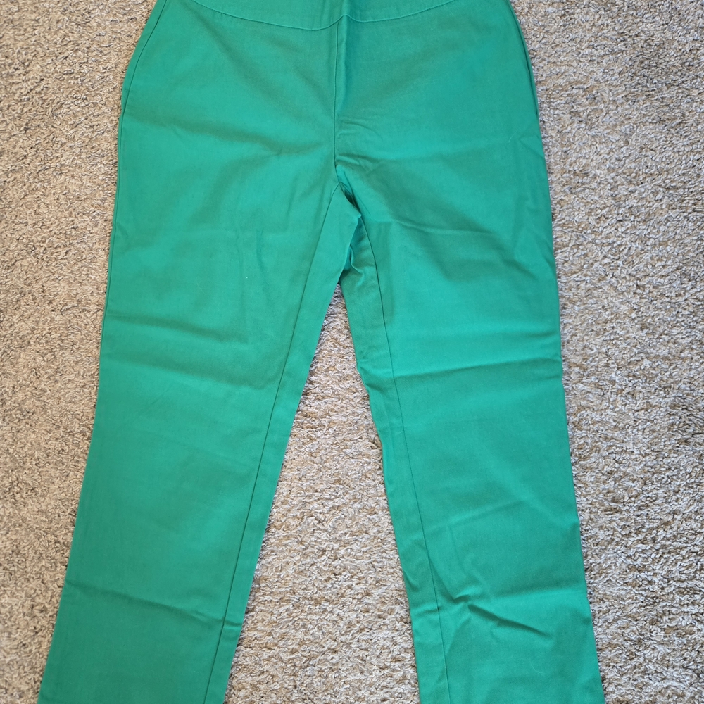 Chico's Brigitte Crop Straight-Leg Pants in Teal Green